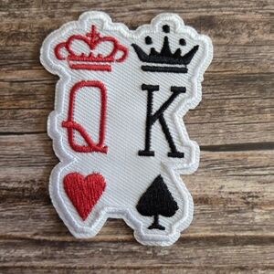 King Queen Playing Cards Poker 90'S  Style Rockabilly Gambling Iron On Patch